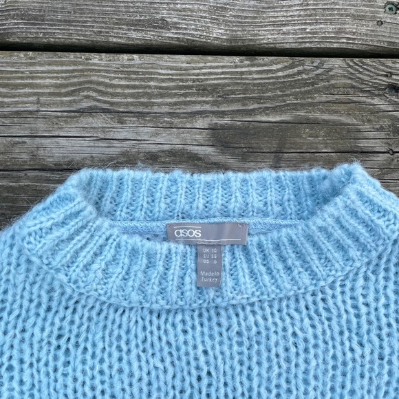 Sweater: ASOS Blue Balloon Sleeve Women's Knit - Picture 11 of 13